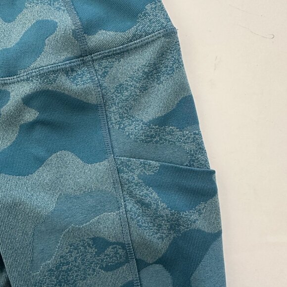 The North Face Luxe Motivation Leggings Aqua Blue Camo Jacquard Print Size XSmal - Picture 7 of 9